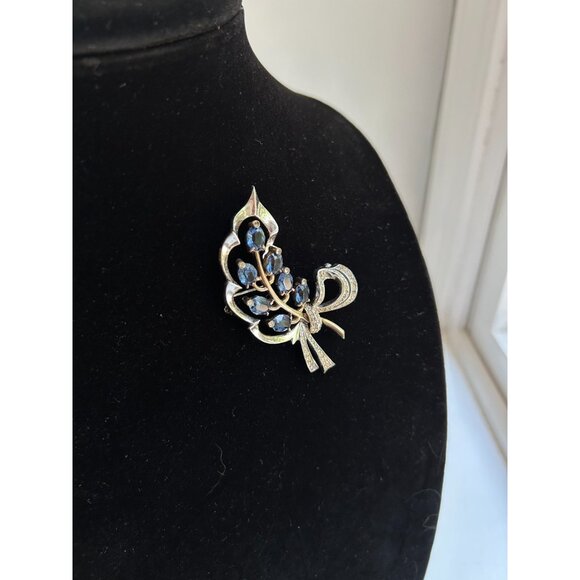 Flower Bouquet Rhinestone DEWEES 1930s RARE Vintage Signed Sterling Dewees - Picture 2 of 10